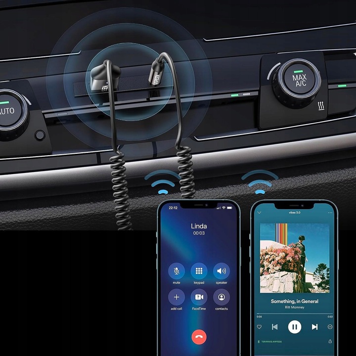 UGREEN TRANSMITER ADAPTER SAMOCHODOWY USB BLUETOOTH 5.0 KABEL AUX