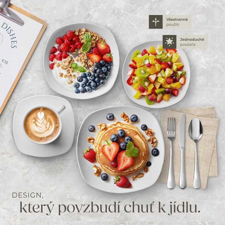 Serwis obiadowy Salerno, porcelana, dla 12 osób, 100 elementów