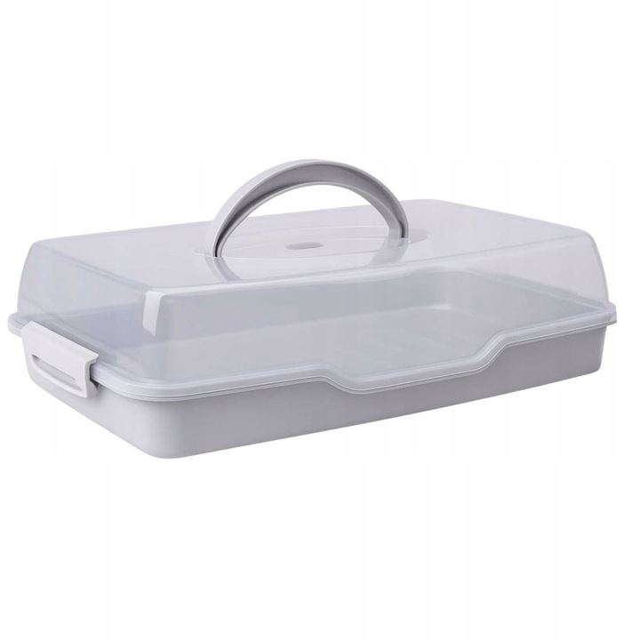 POJEMNIK PLASTIKOWY NA CIASTO WYPIEKI TORT PUDEŁKO Z POKRYWĄ i UCHWYT