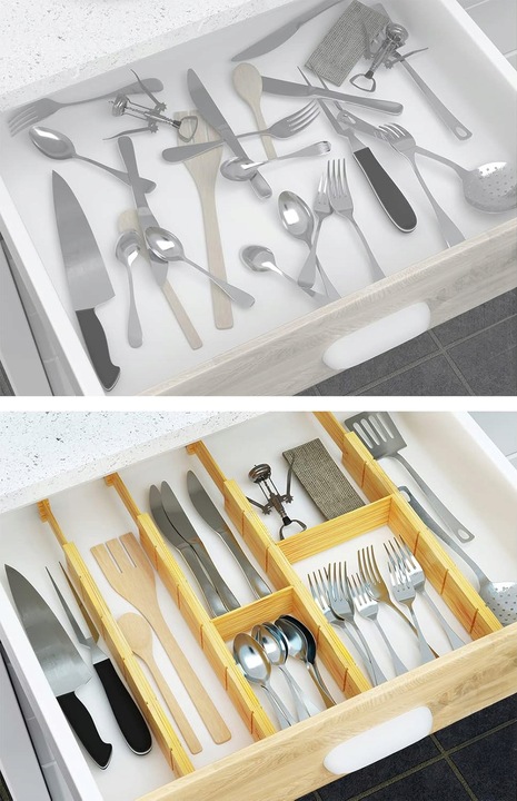 4x BAMBUSOWY ORGANIZER DO SZUFLADY SEPARATOR PRZEGRÓDKA Z 9