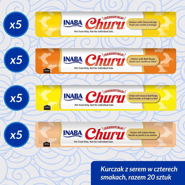 INABA CAT CHURU VARIETIES CHICKEN & BEEF 20x14g (280g) przysmak dla