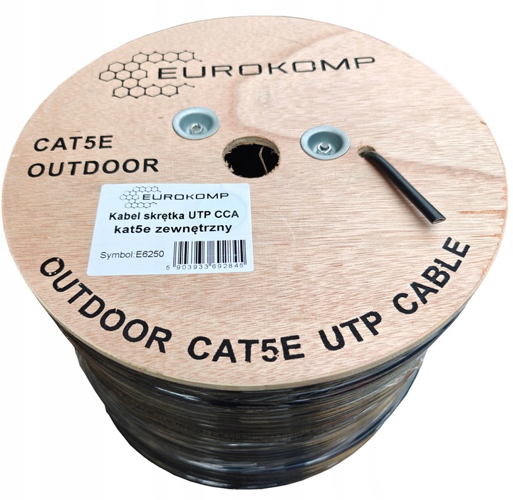 KABEL UTP zewnętrzny PODWÓJNA IZOLACJA RJ45 skrętka 305m ZIEMNA Eurokomp