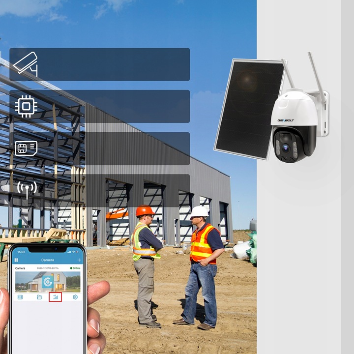 KAMERA ZEWNĘTRZNA SOLARNA IP NA KARTĘ SIM 4G LTE GSM 3MP 4x ZOOM 15fps