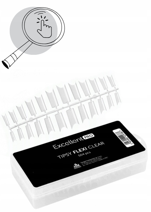 EXCELLENT FLEXI TIPSY TUNELOWE CLEAR MIĘKKIE POD ŻEL ZESTAW 504 SZT.