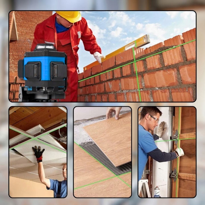 POZIOMNICA LASEROWA POZIOMICA 4D 16 LINII KRZYŻOWA 360 LASER STOJAK