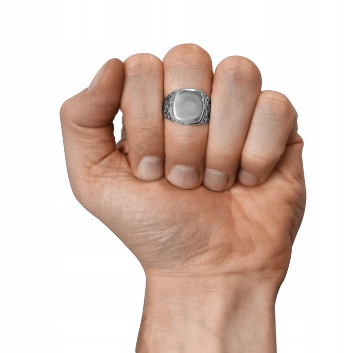 Sygnet męski srebrny pr. 925 Ażurowy Pierścień Polerowany + GRAWER| r. 22