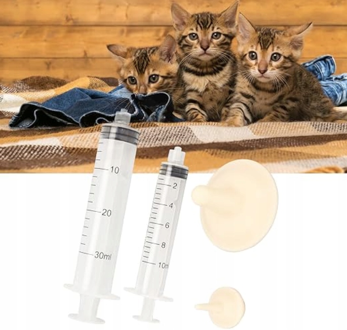 ZESTAW STRZYKAWEK DO KARMIENIA KOCIĄT SZCZENIĄT STRZYKAWKI ZE