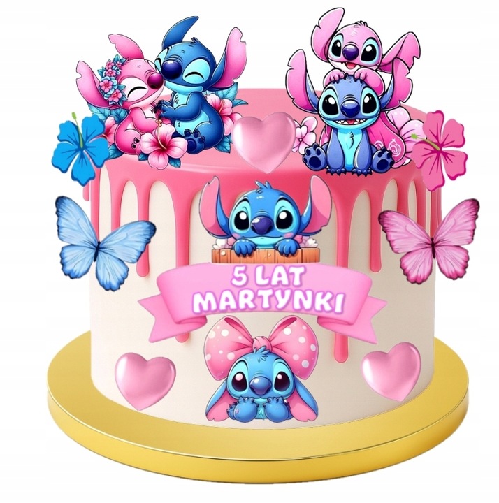 OPŁATEK NA TORT Z CUKRU WYDRUK LILO i STICH STITCH CUKROWA DEKORACJA