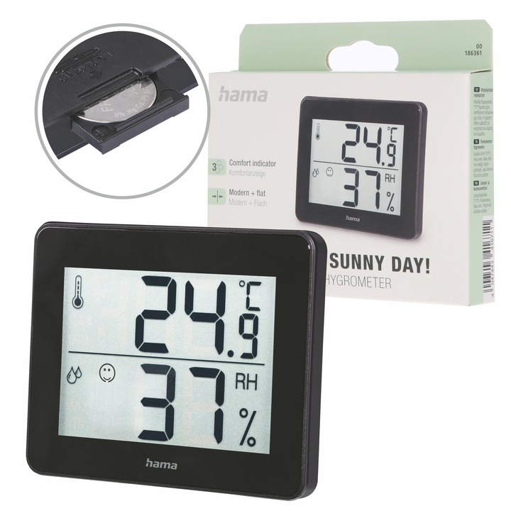 Hama TERMOMETR/HIGROMETR TH-130 CZARNY temperatura wilgotność stacja