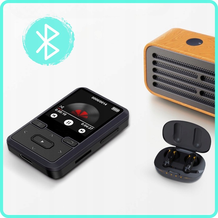 Odtwarzacz MP3 Bluetooth Przenośny 32GB HiFi Radio fm Krokomierz