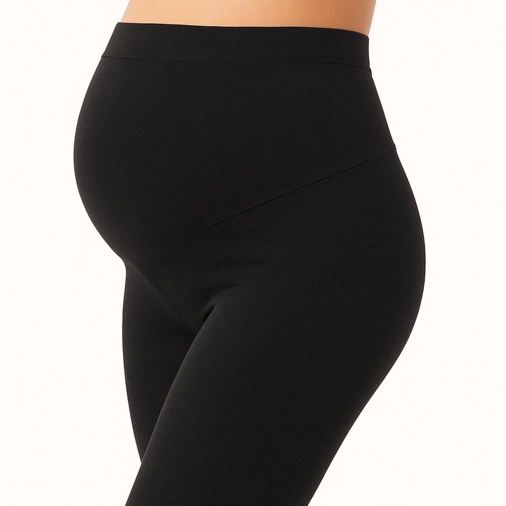 Legginsy damskie długie ciążowe wysoki stan bawełna wygodne czarne XL