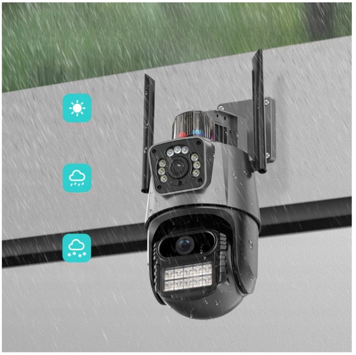 PODWÓJNA KAMERA ZEWNĘTRZNA OBROTOWA ALARM 8MP WIFI 3w1 2 OBIEKTYWY ICSEE
