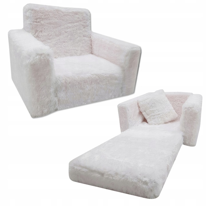 FOTELIK DLA DZIECI ROZKŁADANY FOTEL PLUSZOWY PUFA