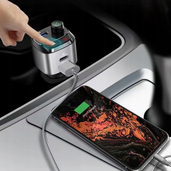 TRANSMITER SAMOCHODOWY FM BLUETOOTH ZESTAW GŁOŚNO MÓWIĄCY ŁADOWARKA QC