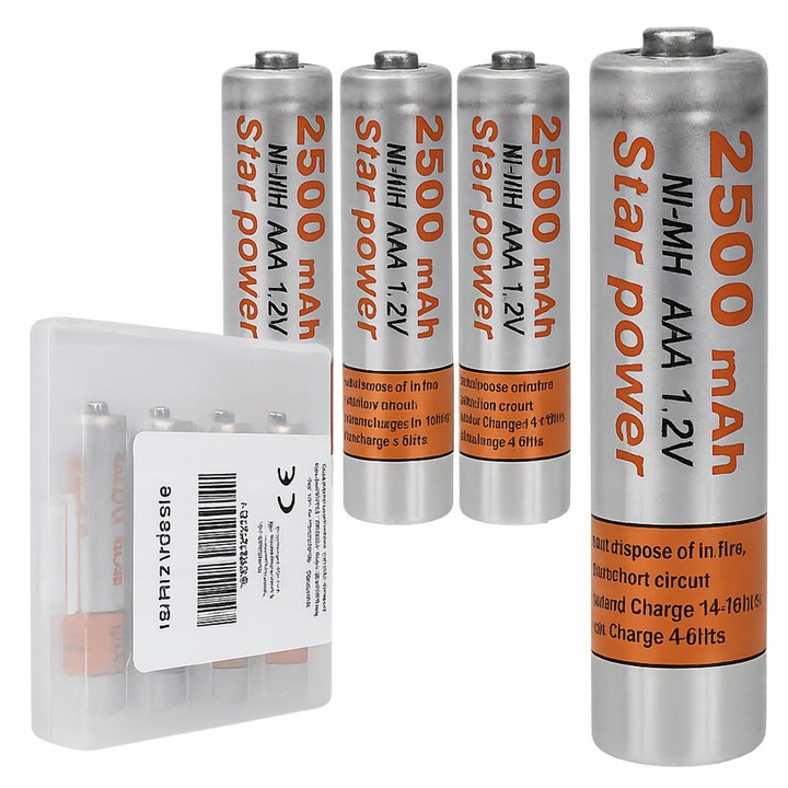 AKUMULATORKI AAA 2500mAh NiMH WYSOKA POJEMNOŚĆ DO RÓŻNYCH URZĄDZEŃ 4