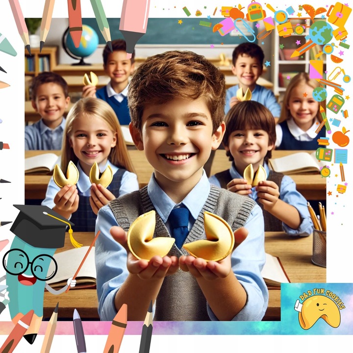 Ciasteczka z wróżbą szkolne dla uczniów dzieci pozytywny komplement 50