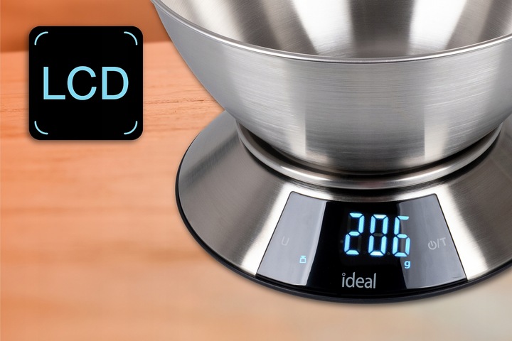 Waga kuchenna IDEAL elektroniczna z MISKĄ PRECYZYJNA DOTYKOWY PANEL