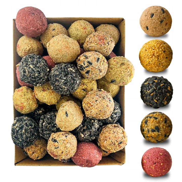 KULE TŁUSZCZOWE DLA PTAKÓW PREMIUM KOLOROWE KARMA ZE SŁONECZNIK 50