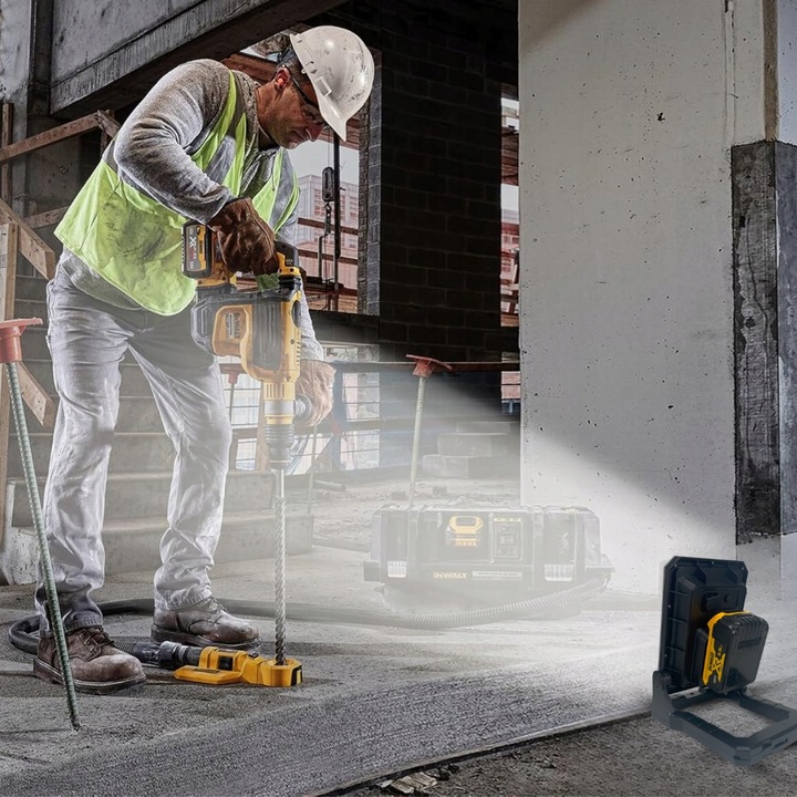 LAMPA ROBOCZA HALOGEN LED DO DEWALT Z USB 6500K PRZENOŚNA BUDOWLANA