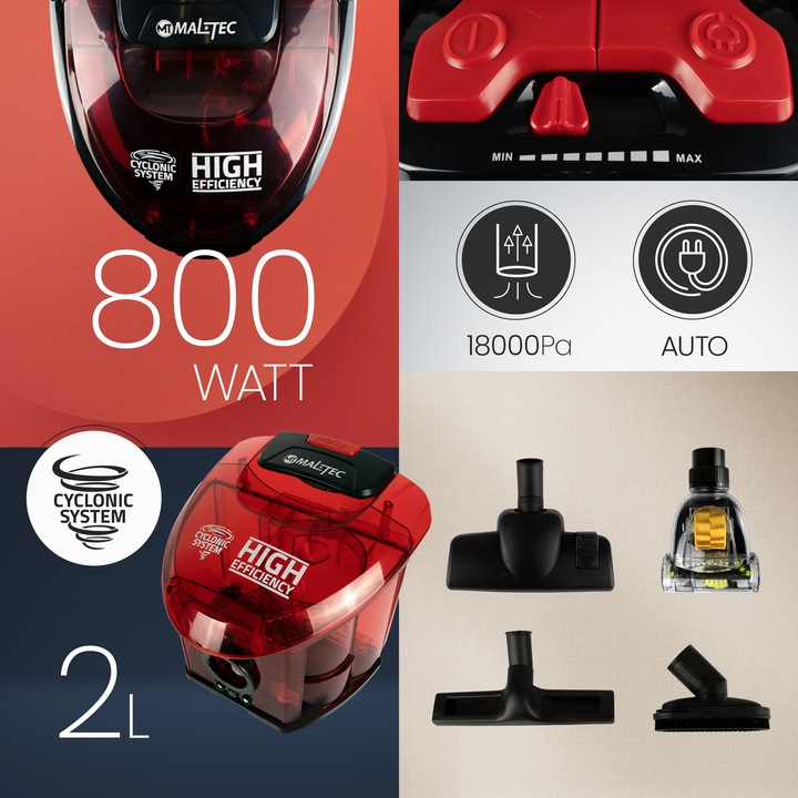 ODKURZACZ BEZWORKOWY CYKLONOWY DOMOWY HEPA TURBOSZCZOTKA LEKKI MOCNY