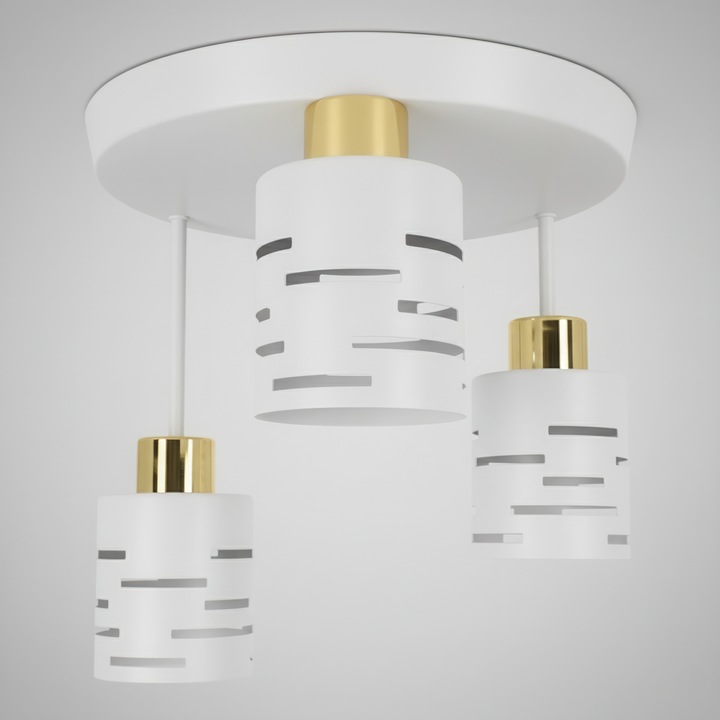 Lampa Sufitowa LED 3X E27 Żyrandol Plafon Natynkowy Oprawa Biała Salon