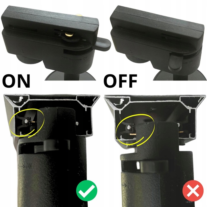 Oświetlenie szynowe 3x Lampa GU10 czarna listwa 1m SZYNOPRZEWÓD reflektor