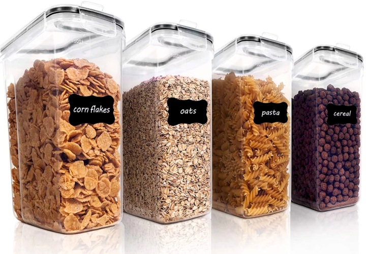 POJEMNIKI NA ŻYWNOŚĆ zestaw 4x2,5L pojemnik kuchenne + nakleji miarki