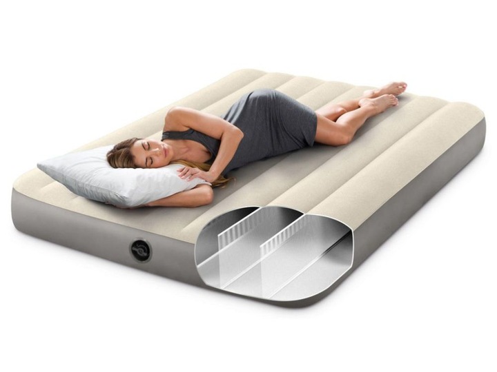 Materac Dmuchany Dwuosobowy Welurowy Łóżko Intex z Pompką MODEL 2024