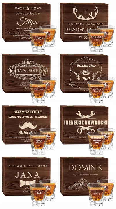 Szklanki do Whisky Kamienie Zestaw z Grawerem Prezent dla Taty na Urodziny