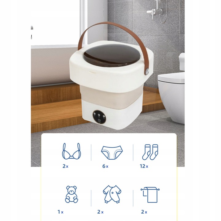 PRALKA TURYSTYCZNA PRZENOŚNA MINI SKŁADANA AUTOMATYCZNA Z WIROWANIEM