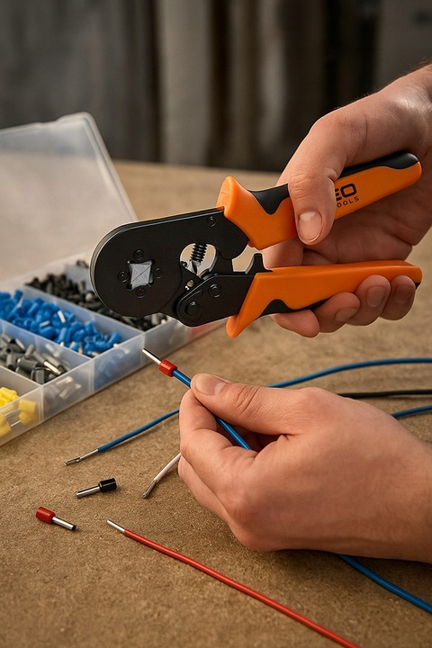 Szczypce do zaciskania końcówek 205mm zaciskarka konektorów + 1200