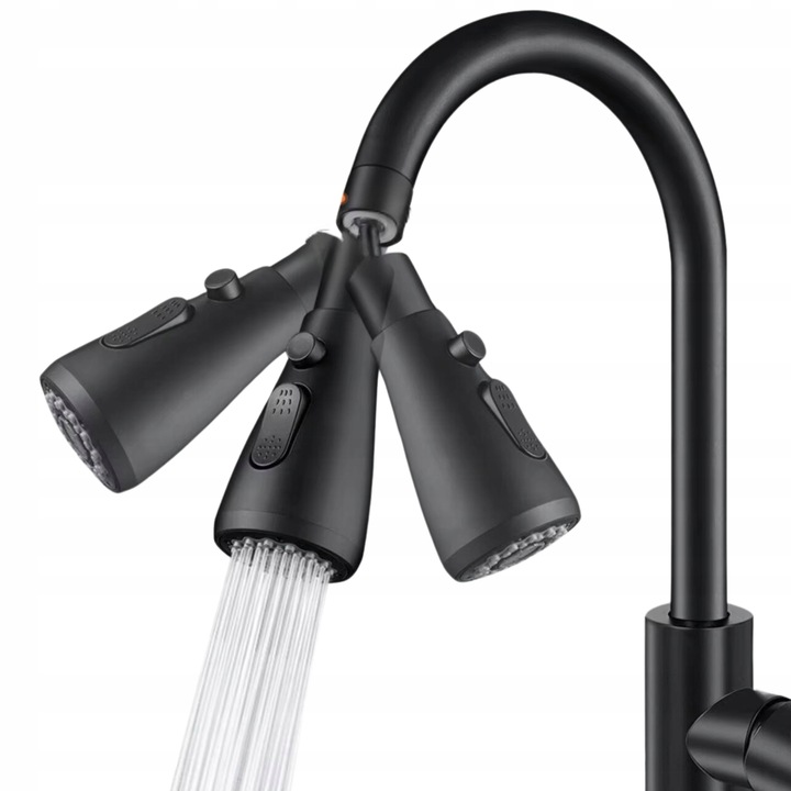 PRZEDŁUŻACZ KRANU KUCHENNEGO AERATOR PERLATOR 3 FUNKCJE 360° CZARNY LOFT 2s
