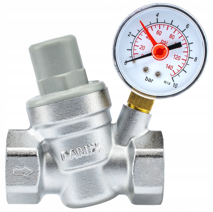 REDUKTOR CIŚNIENIA WODY Z MANOMETREM 1'' DN25 REGULATOR 1,5-6,5 BAR DAMIX