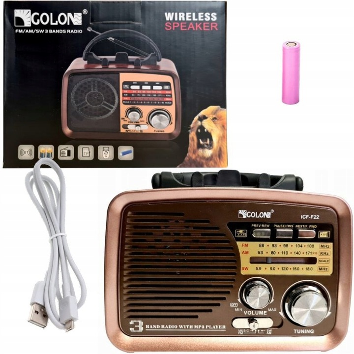 Radio Kuchenne Retro Am Fm Przenośne microSD Bluetooth 1200mAh