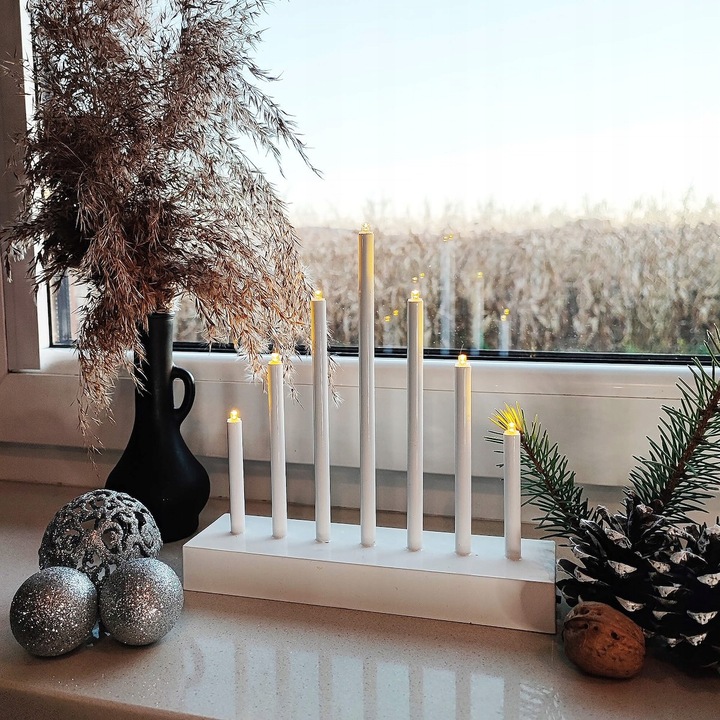 ŚWIECZNIK ADWENTOWY ŚWIĄTECZNY ŚWIECE DEKORACJA 7 led ŚWIĘTA LAMPKI