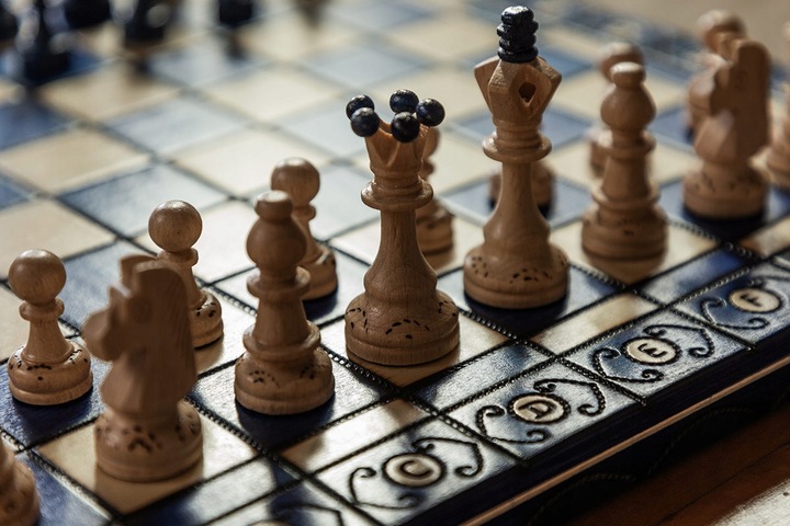 Szachy Senator niebieski/Szachy ozdobne/Szachy drewniane/ producent