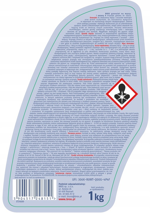 BROS Granulat, trutka na myszy i szczury 1 kg
