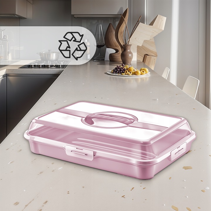 POJEMNIK NA CIASTO TORT WYPIEKI PUDEŁKO TRANSPORTER PROSTOKĄTNY BPA-FREE XL