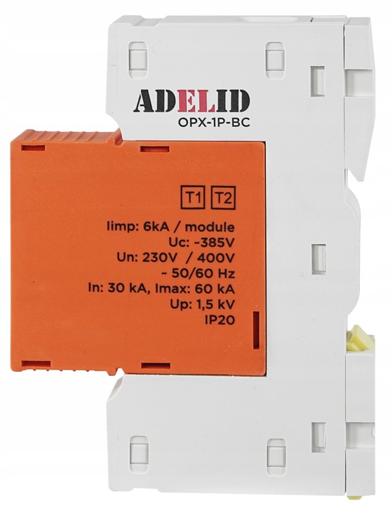 OGRANICZNIK OCHRONNIK PRZEPIĘĆ PRZEPIĘCIOWY 1-FAZ B+C T1 T2 1P 6kA AC