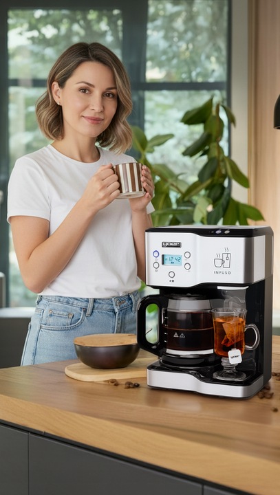 Ekspres przelewowy kawy 2w1 Yoer 1900W +Dystrybutor wody na herbatę