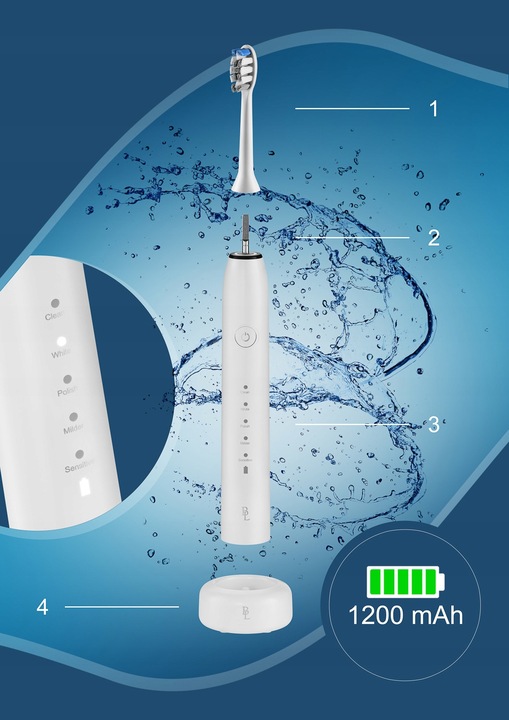Szczoteczka soniczna do zębów 84tys r/min 5 Tryb 4 Końcówki INDUKCJA BIAŁA