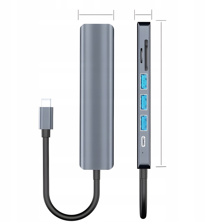 HUB ADAPTER ROZDZIELACZ USB-C 7W1 HDMI USB C 3.0 KART SD MICRO 100W 4K