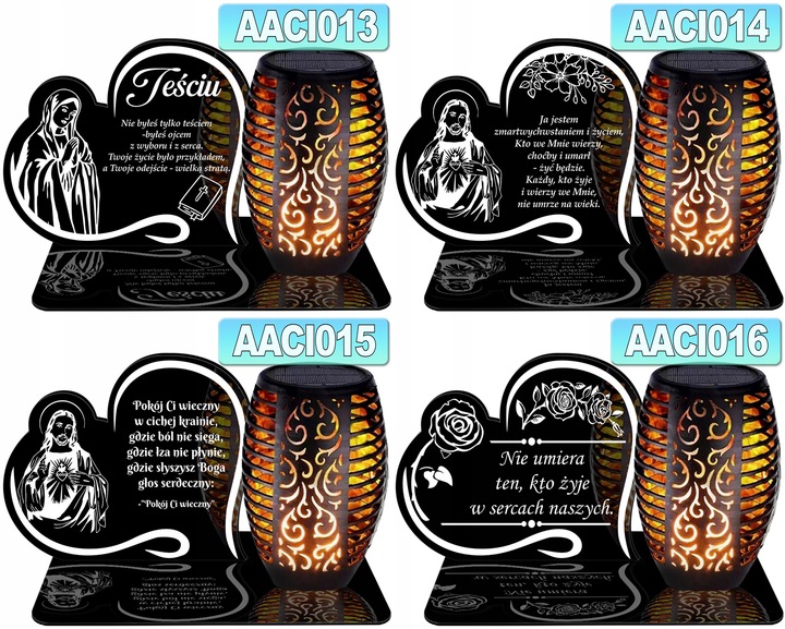 Znicz Solarny WIECZNY LED PODSTAWKA NA CMENTARZ GRÓB Serce EFEKT