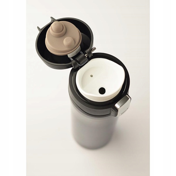 Kubek termiczny termos szczelny 440ml samochodowy srebrny z blokadą szczeln