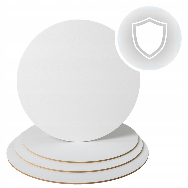 PODKŁAD PODKŁADKI POD TORT 26 CM 10 SZT HDF OKRĄGŁY BIAŁY BEZZAPACHOWY