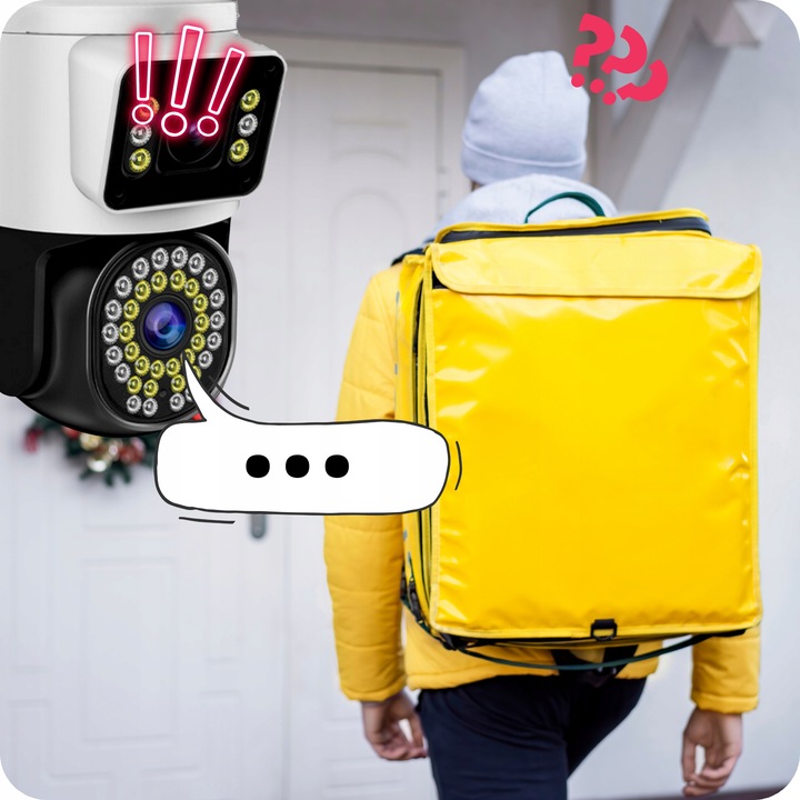 PODWÓJNA KAMERA WIFI IP SMART ZEWNĘTRZNA OBROTOWA 4K 8MPX DETEKCJA ALARM