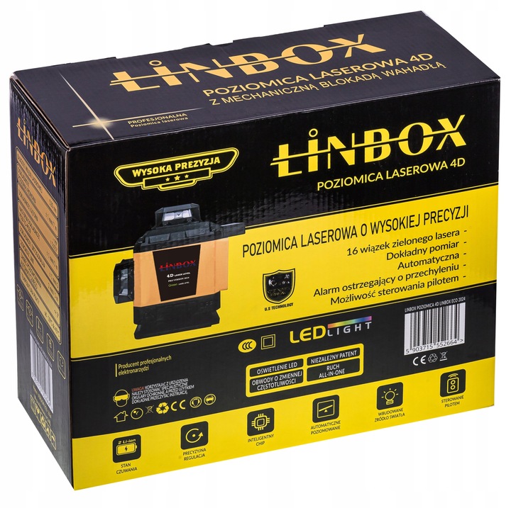 POZIOMICA LASEROWA 360° LASER KRZYŻOWY 4D ZESTAW WALIZKA