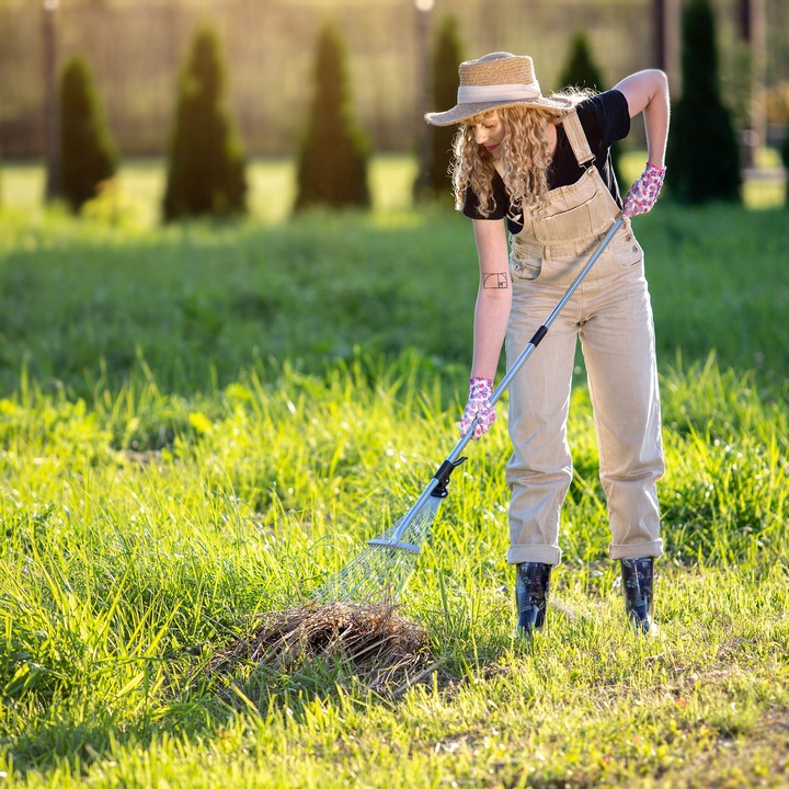 GRABIE METALOWE DO LIŚCI TRAWY Z TRZONKIEM WACHLARZOWE REGULOWANE