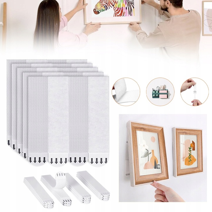 GWOŹDZIE SAMOPRZYLEPNE DO RAMEK DO WIESZANIA OBRAZÓW, DUŻE PASKI