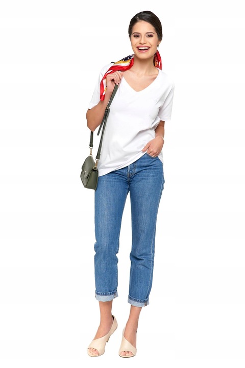 T-Shirt Damski Bawełna PREMIUM Luźna Koszulka Wygodna Dekolt V MORAJ L